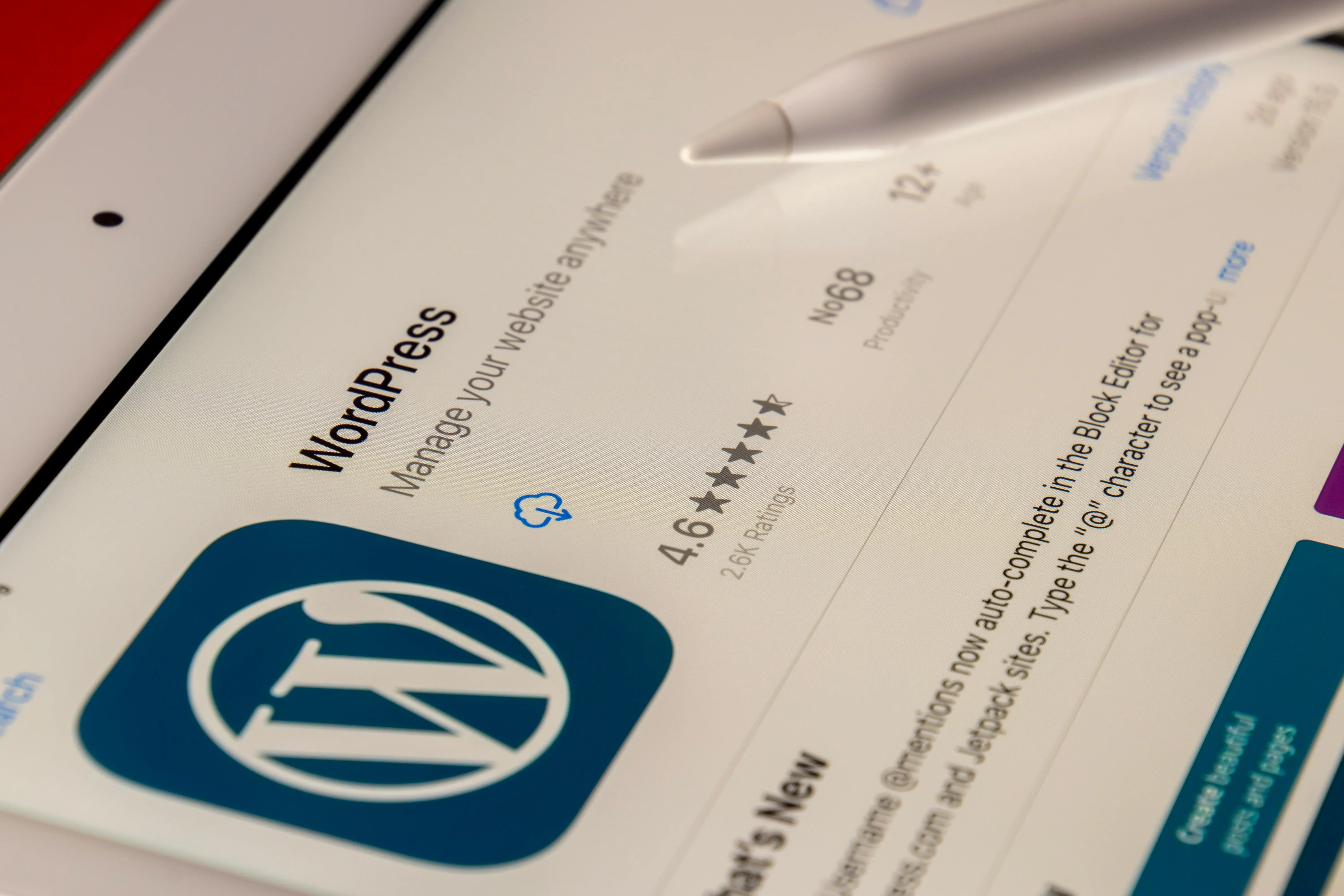 WordPress website being built on a laptop